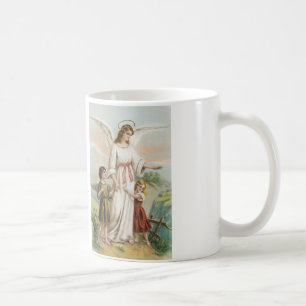 Vintage Engel Schutzengel und zwei Kinder Kaffeetasse