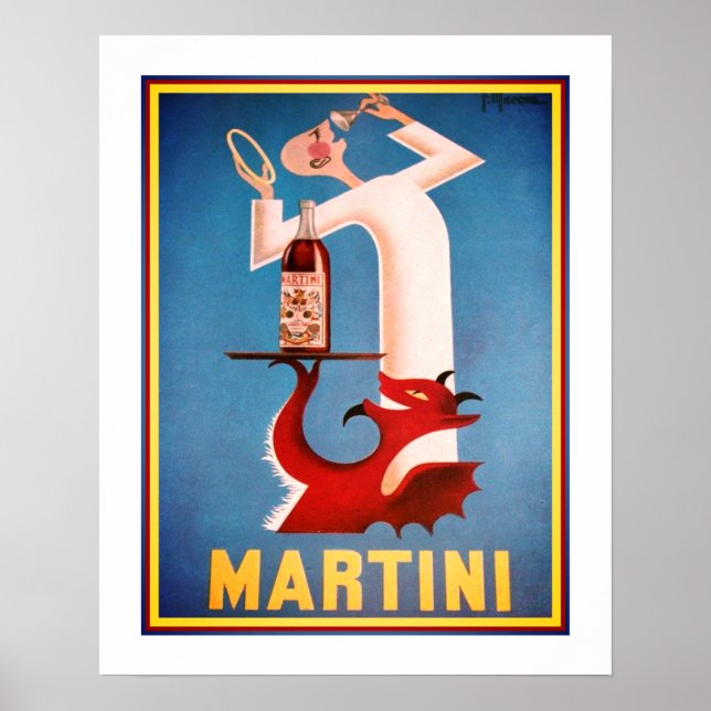 Vintage Engel/Teufel Martini Werbeplakat Poster (Vorne)