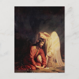 Vintage Engel tröstet Jesus Postkarte