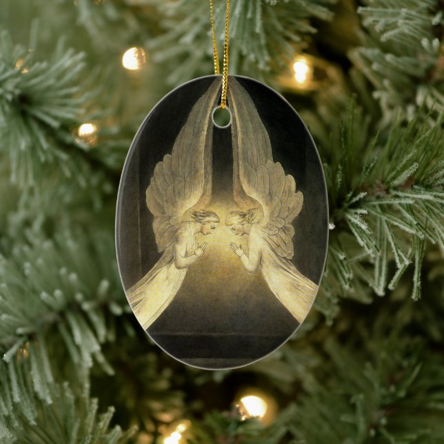 Vintage Engel über Jesus Christus Keramikornament (Baum)