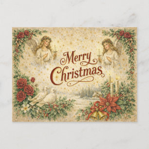 Vintage Engel und Taube Frohe Weihnachten