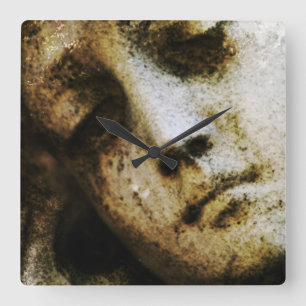 Vintage Engelsstatuen-Gesicht Quadratische Wanduhr