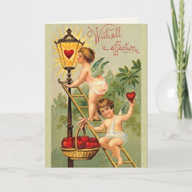 Vintage Engelvalentine-Karte Feiertagskarte (Vorderseite)