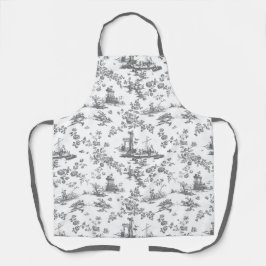 Vintage Englisch Floral Toile de Jouy-Blue Schürze