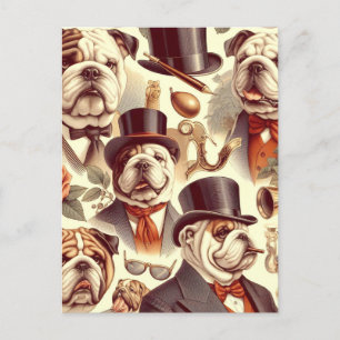Vintage englische Bulldog - Nahtlose Illustration Postkarte