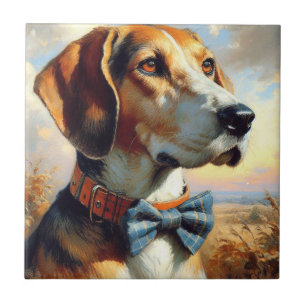 Vintage englische Foxhound-Malerei Fliese