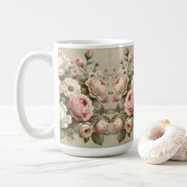 Vintage englische Rose Garden Cotgore Deco Kaffeetasse (Mit Donut)