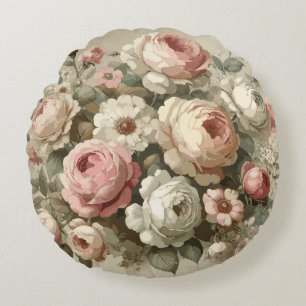 Vintage englische Rose Garden Cotgore Deco Rundes Kissen