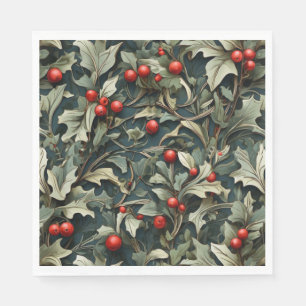 Vintage englische Stechpalmenbeere botanisch Serviette
