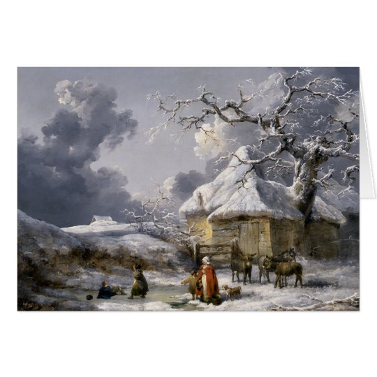 Vintage englische Winter-Weihnachtsszene Karte