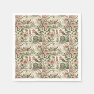 Vintage englischer Cottage-Garten Blumenmuster Kun Serviette