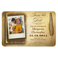 vintage enregistrer la date unique magnets photo
