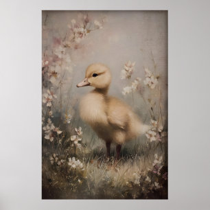 Vintage-Entchen-Druckkunst, Frühlingsente Poster