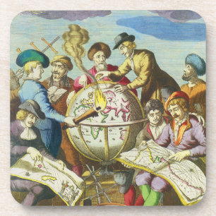 Vintage Entdecker mit antiker Globuskarte, 1542 Getränkeuntersetzer