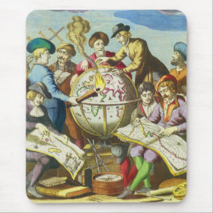 Vintage Entdecker mit antiker Globuskarte, 1542 Mousepad