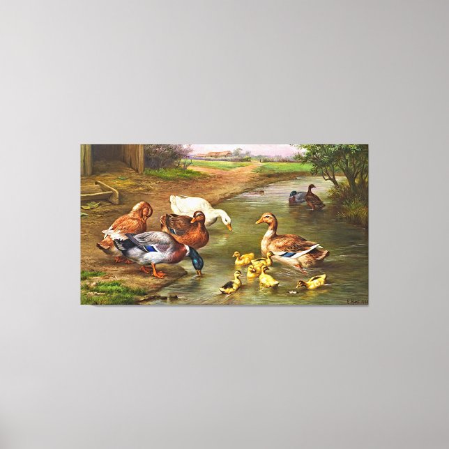 Vintage Enten Entenlein Landtiere Leinwand (Vorderseite)