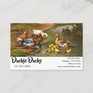 Vintage Enten und Entlein Bauernhoftiere Visitenkarte