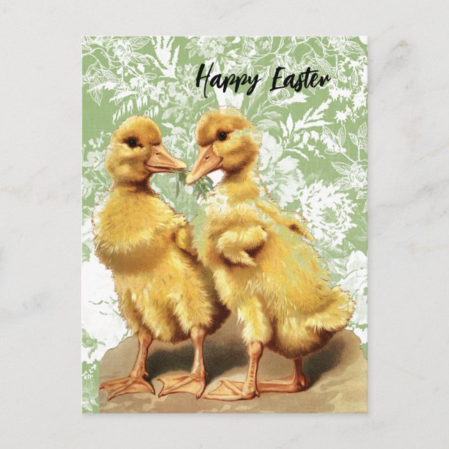 Vintage Entenlings Osterfeier Postkarte (Vorderseite)
