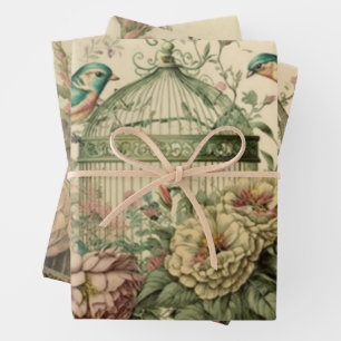 Vintage Entkopplungsschlepper für Vogelkäfig und V Geschenkpapier Set