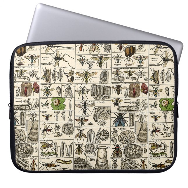 Vintage Entomologie Laptopschutzhülle (Vorderseite)