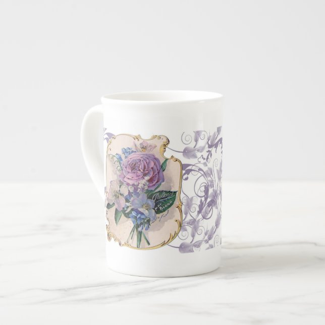 Vintage Entwurfs-Tee-Tasse Prozellantasse (Vorderseite Links)