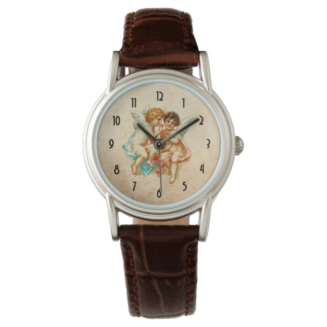 Vintage Ephemera Angel Cherubs Illustration Armbanduhr (Vorderseite)
