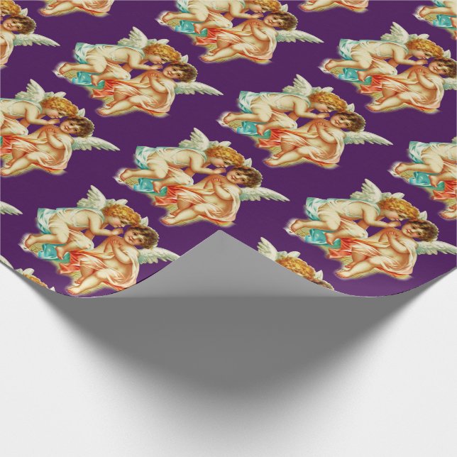 Vintage Ephemera Angel Cherubs Illustration Geschenkpapier (Ecke)