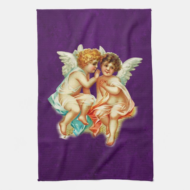 Vintage Ephemera Angel Cherubs Illustration Geschirrtuch (Vertikal)