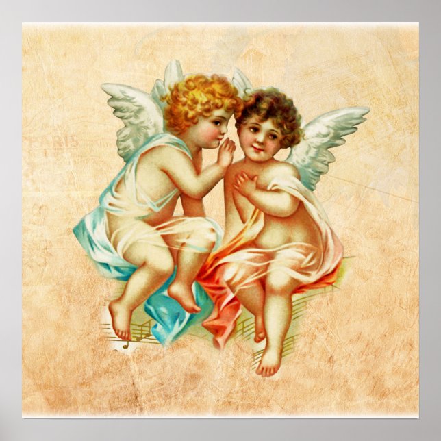 Vintage Ephemera Angel Cherubs Illustration Poster (Vorne)