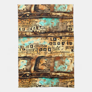 Vintage Ephemera Collage alter Banknoten Geschirrtuch