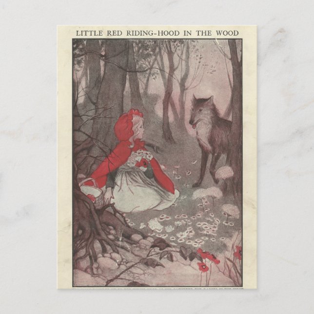Vintage Ephemera Little Red Riding Hood Postkarte (Vorderseite)