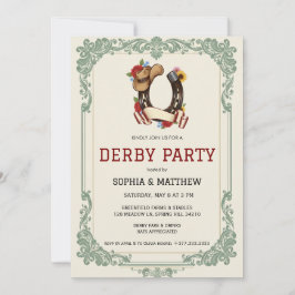 Vintage Equestrian Derby Party Invitation Race  Einladung