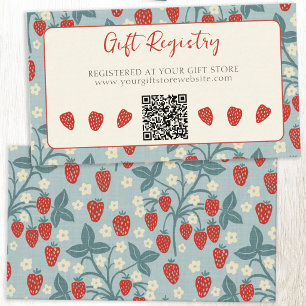 Vintage-Erdbeer-Baby-Party-QR-Geschenkeliste Begleitkarte