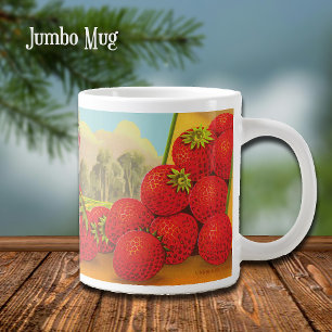Vintage Erdbeer-Landschaftskiste Kunst Jumbo-Tasse