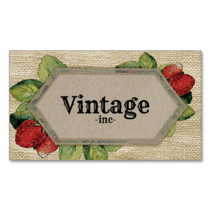 Vintage Erdbeer-Stand Magnetische Visitenkarte