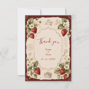 Vintage-Erdbeerbauern-Hochzeit-Botanischer Charme Dankeskarte
