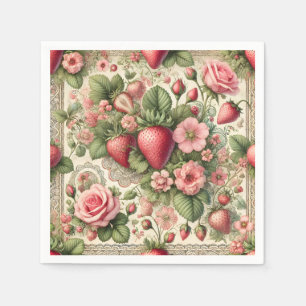 Vintage Erdbeere 1. Geburtstag Party Serviette