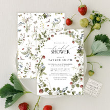 Vintage-Erdbeere-Aquarell-Sommer-Brautparty