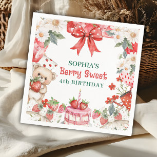 Vintage Erdbeere Berry Sweet 4. Geburtstag Serviette