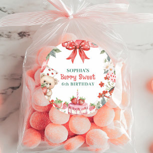 Vintage Erdbeere Berry Sweet 6. Geburtstag Runder Aufkleber
