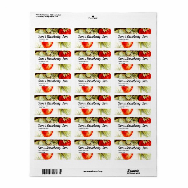 Vintage Erdbeere - personalisierter Marmelade Adressaufkleber (Vorne)