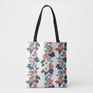 Vintage Erdbeeren & Blaue Blätter Blumenmuster Tasche