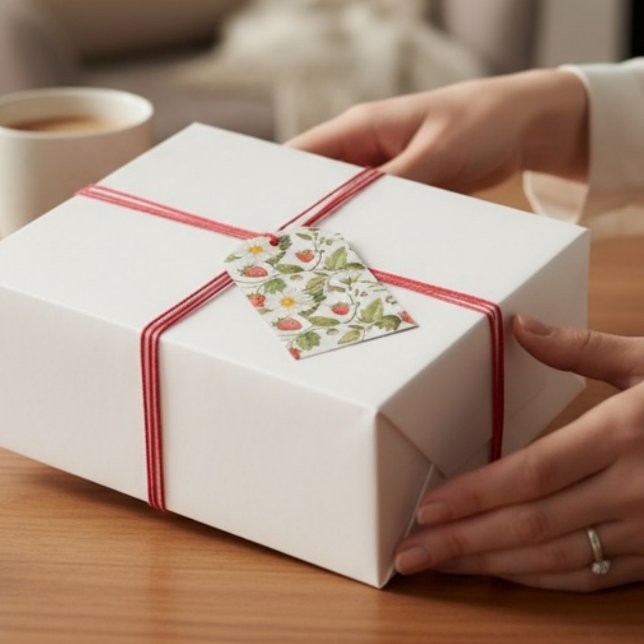 Vintage-Erdbeeren-Daisy-Botanik-Muster  Geschenkanhänger (Von Creator hochgeladen)