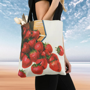 Vintage-Erdbeeren im Korb, Lebensmittel Obst Beere Tasche