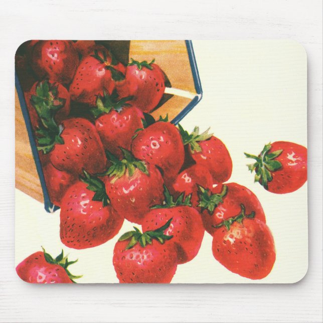 Vintage Erdbeeren in Körben, Obstbeeren Mousepad (Vorne)