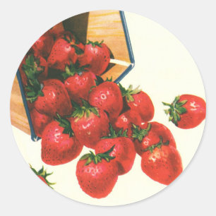 Vintage Erdbeeren in Körben, Obstbeeren Runder Aufkleber