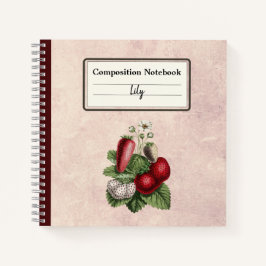 Vintage Erdbeeren Personalisiert Comp-Notebook Notizbuch
