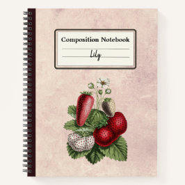 Vintage Erdbeeren Personalisiert Comp-Notebook Notizbuch