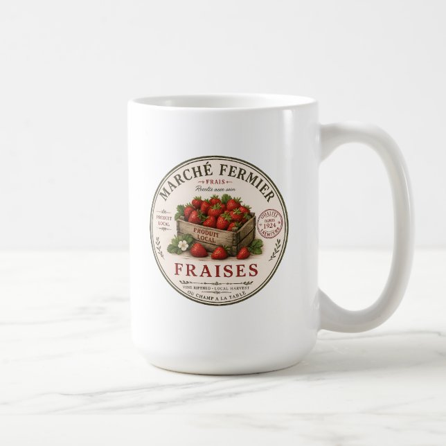 Vintage Erdbeeren vom französischen Bauernmarkt Kaffeetasse (Rechts)