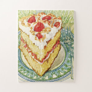 Vintage-Erdbeerschichttorte-Puzzle